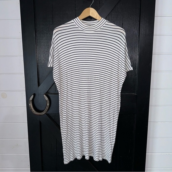 ASOS Just Female Nora Short Sleeve High Neck Ribbed Jersey Knit Minimalist Dress - Picture 5 of 15